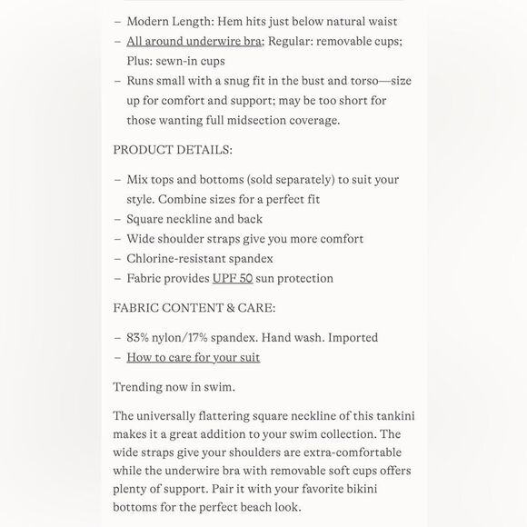 Land's End square neck underwire Tankini top deep sea garden multi floral Var - Picture 6 of 6